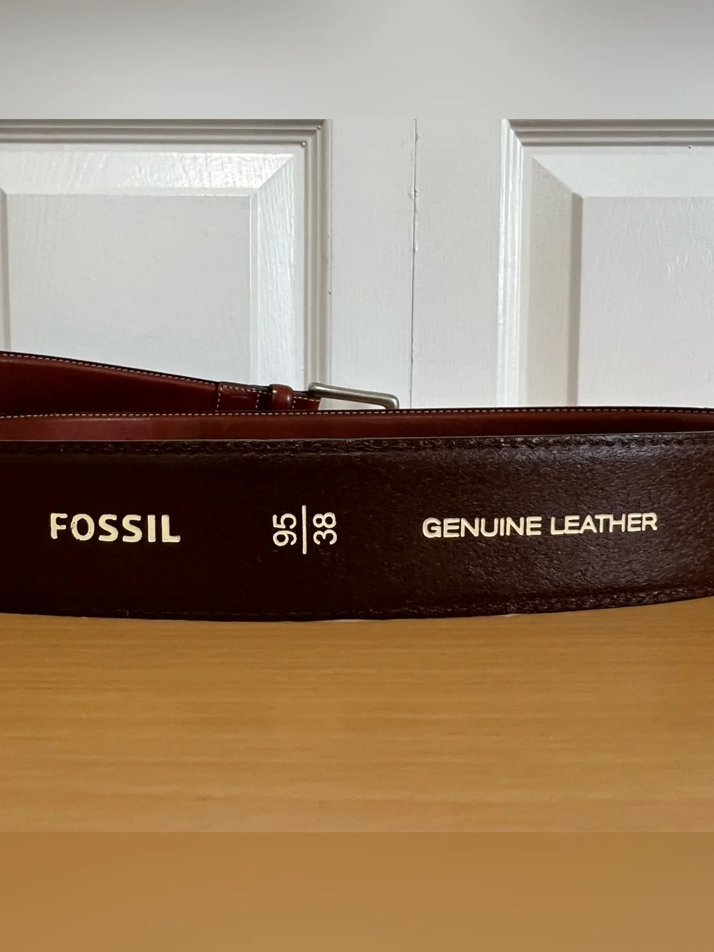 Fossil Original Men's Brown Leather Belt Silver-Tone Buckle Size 38